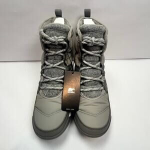 SOREL Womens Whitney II Waterproof Winter Boot Crome Grey Lace Up Size 6 US New